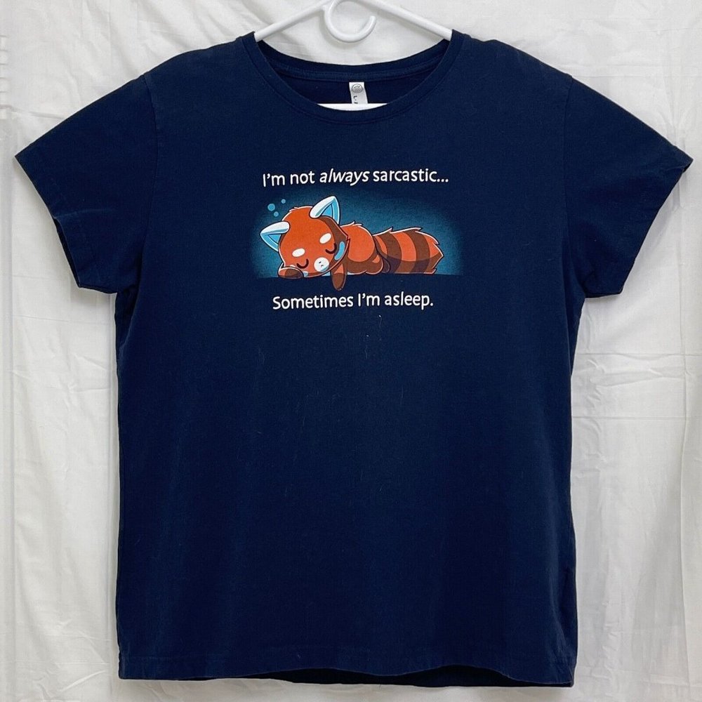 Teeturtle I'm Not Always Sarcastic Sometimes I'm Asleep Tee Women XL Blue